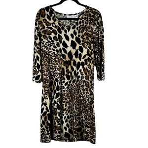 Attitudes by Renee Dress Small Elbow Sleeve Leopard animal‎ Print